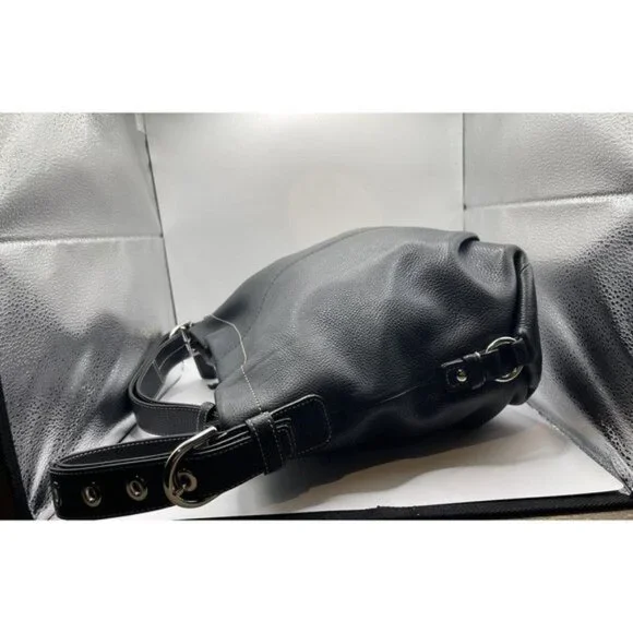 Coach 15064 Soho Black Pebbled Leather Convertible Crossbody Bag (Silver Buckle) - Picture 5 of 11
